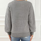 Double Pockets Ribbed Trim Popcorn Knit Sweater