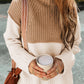 Knit Color Block Side Splits High Neck Sweater