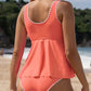 Contrast Trim Ruffled Peplum Top Tankini Swimsuit