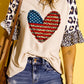 Leopard Patchwork American Flag Heart Print Graphic Tee