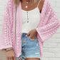 Hollow Out Knit Drop Shoulder Open Front Cardigan