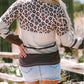 Leopard Color Block Crewneck Long Sleeve Top