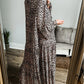 Leopard Print Tiered Wide Sleeve Maxi Dress