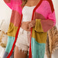 Color Block Patchwork Open Front Cardigan