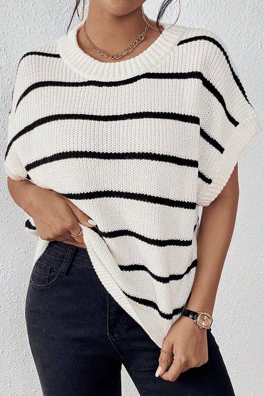 Stripe Striped Pattern Batwing Sleeve Sweater