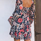 Floral Tiered Long Puff Sleeve Mini Dress