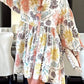 Collared Neck Bubble Sleeve Floral Dress