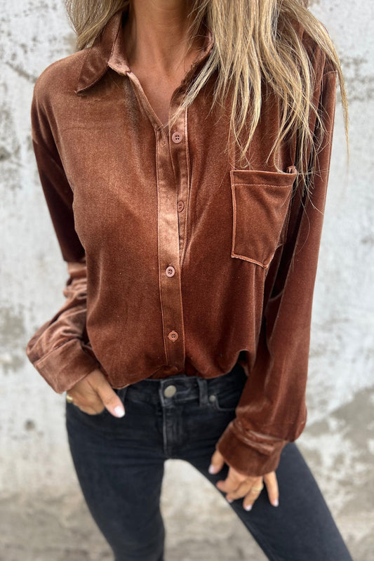 Chest Pocket Velvet Shirt
