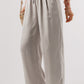 Solid Pleated Lace-up High Waist Wide Leg Pants