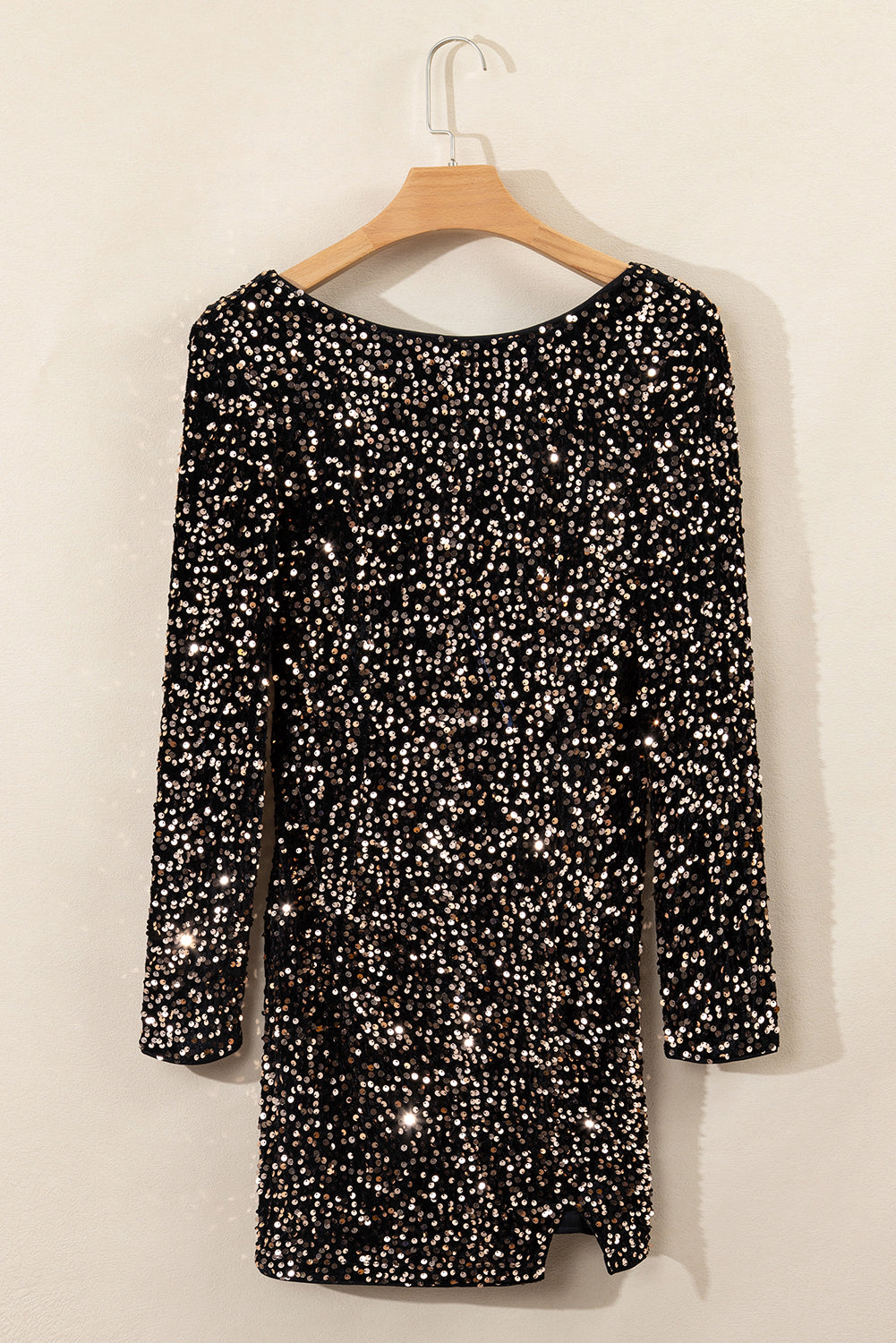 Sequin Crew Neck Long Sleeve Bodycon Dress