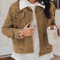 Corduroy Sherpa Snap Button Flap Jacket