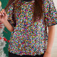 Vibrant Sequin Plus Size Short Sleeve Top