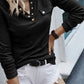 Long Sleeve Snap Button Henley Top