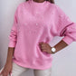 Pearl Detail Ribbed Crew Neck Sweatshirt
