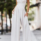 Spaghetti Straps Pleated High Waist Wide Leg Jumpsuit