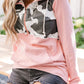 Cow Spots Patchwork Half Zip Drawstring Hoodie