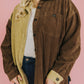 Plus Size Color Block Corduroy Shacket