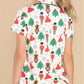 Printed Christmas Pattern Buttoned Two Piece Sleepwear