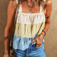 Stripe Color Block Tiered Wide Strap Tank Top