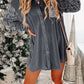 Velvet Button Front Shirt Mini Dress