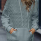 Drop Shoulder Quilted Patchwork Kangaroo Pocket Hoodie