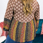 Mix Floral Striped Ethnic Splicing Plus Size Blouse