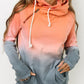 Gradient Thumbhole Sleeve Pocketed Zipper Hoodie