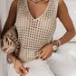 V Neck Fishnet Hollow-out Knitted Tank Top