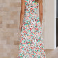Boho Floral One-Shoulder Sleeveless Pleated Maxi Dress