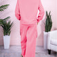 Solid Color Patchwork Pullover Top and Cargo Pants Set