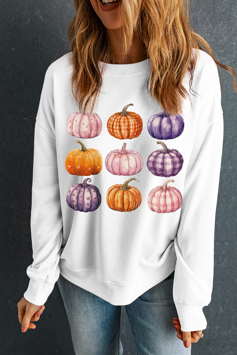 Thanksgiving Halloween Pumpkin Graphic Pullover Sweatshirt