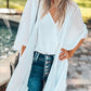 Plain Oversized Half Sleeve Open Front Kimono