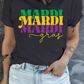 MARDI Gras Print Crewneck Plus Size T Shirt