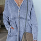 Wash Long Sleeve Button Up Raw Hem Pocketed Denim Dress