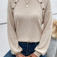 Contrast Lace Raglan Sleeve Buttoned Ribbed Top