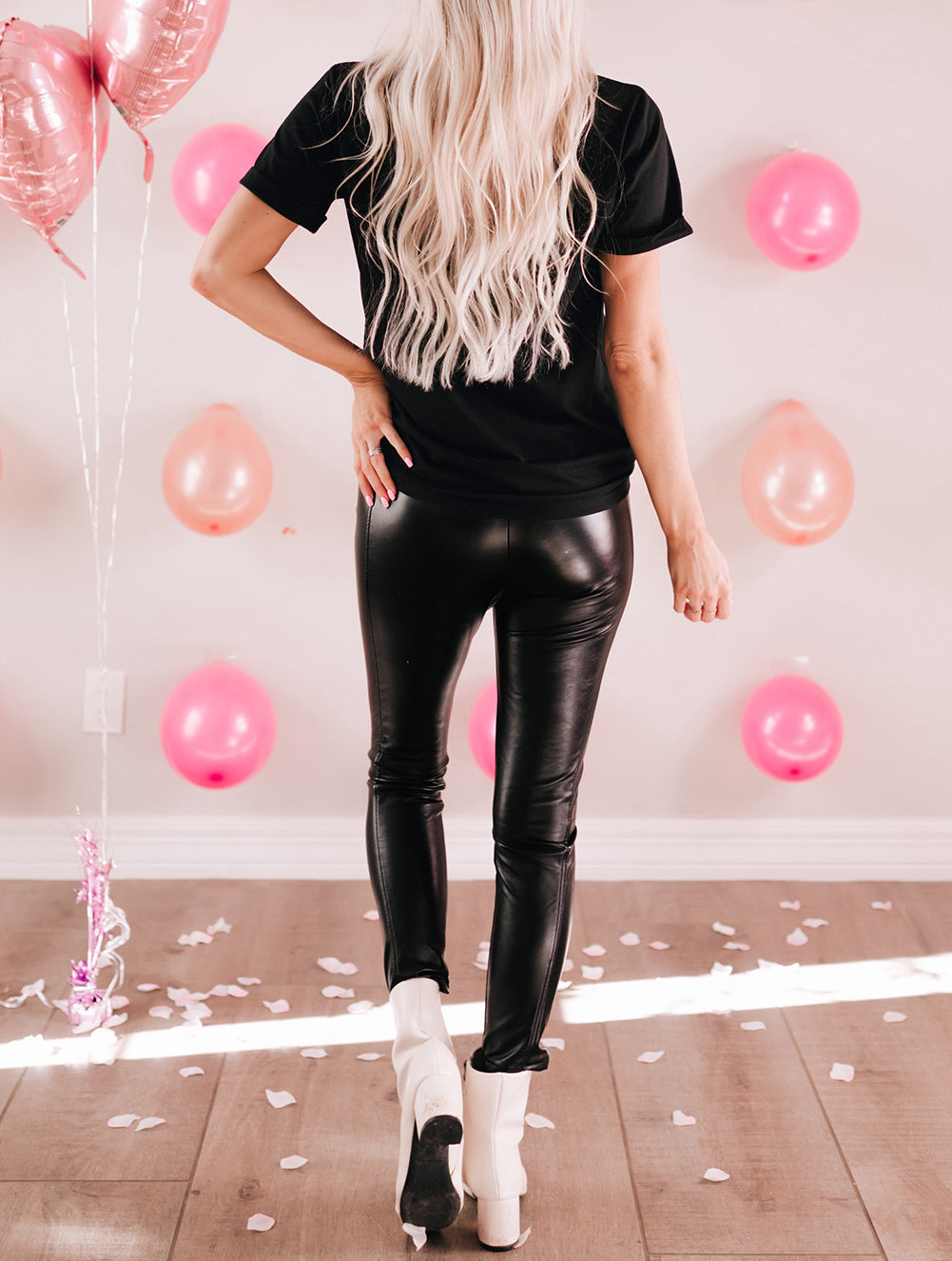 Leopard Heart Shaped Puff Print Crew Neck T Shirt