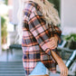 Oversized Flap Pockets Plaid Shacket with Slits