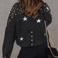Distressed Pearls Star Cropped Denim Jacket