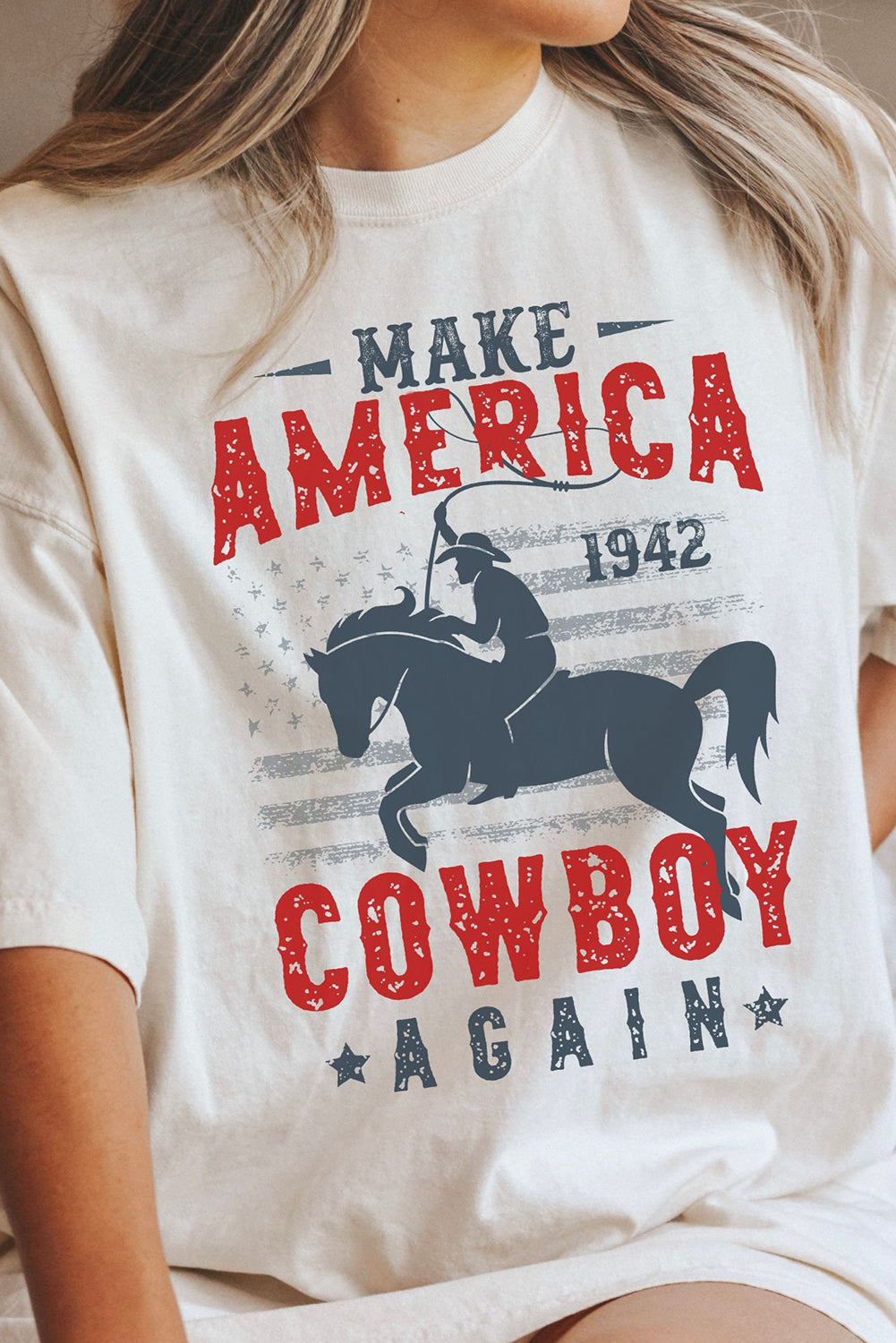 AMERICA COWBOY Graphic Western Fashion Tunic T Shirt