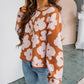 Floral Pattern Crew Neck Long Sleeve Loose Sweater