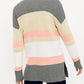Color Block Striped Pocketed Open Cardigan