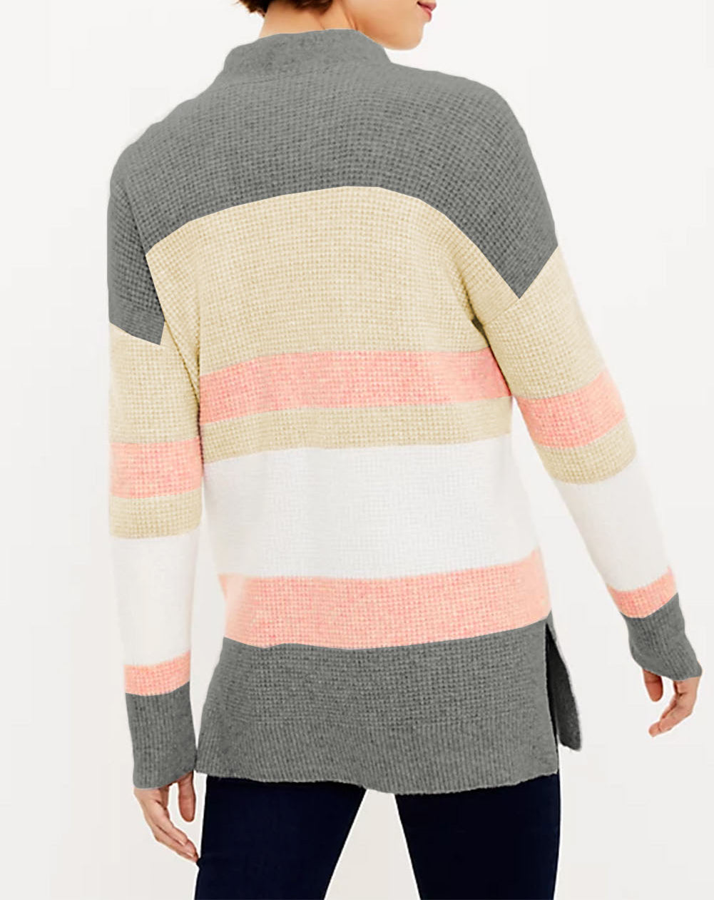Color Block Striped Pocketed Open Cardigan