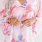 Abstract Print Balloon Sleeve V-Neck Blouse