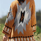 Gold Flame Aztec Graphic Open-Front Cardigan