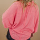 Plus Size Ribbed Pocketed Long Sleeve Henley Top