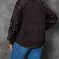 Plus Size Sequin Patchwork Crew Neck Long Sleeve Top
