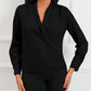 Solid Wrap V Neck Long Sleeve Top
