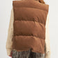 Corduroy Stand Neck Zipped Puffer Vest