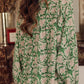 Floral Print Split Neck Pleated Puff Sleeve Blouse