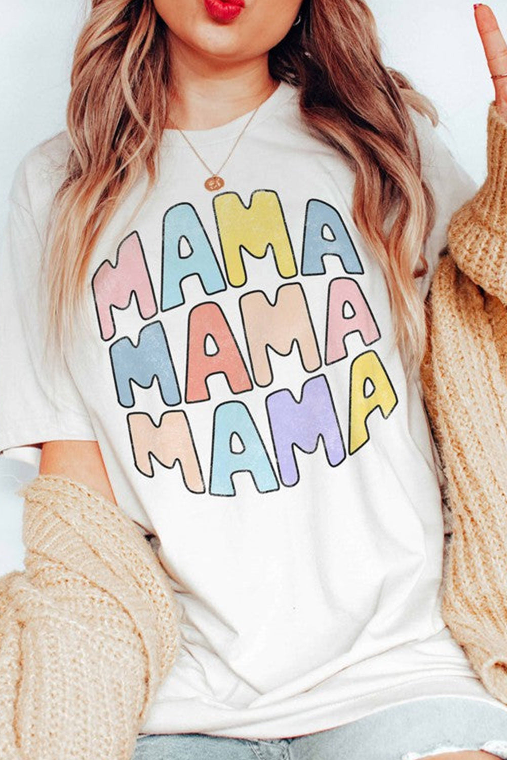 MAMA Slogan Print Crew Neck Casual T Shirt